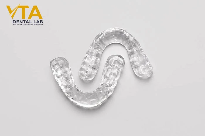 Custom hard night guard on dental cast