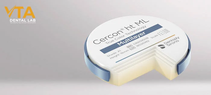 Multilayer structure of Cercon® ht ML zirconia, balancing strength in the cervical area and translucency toward the incisal edge